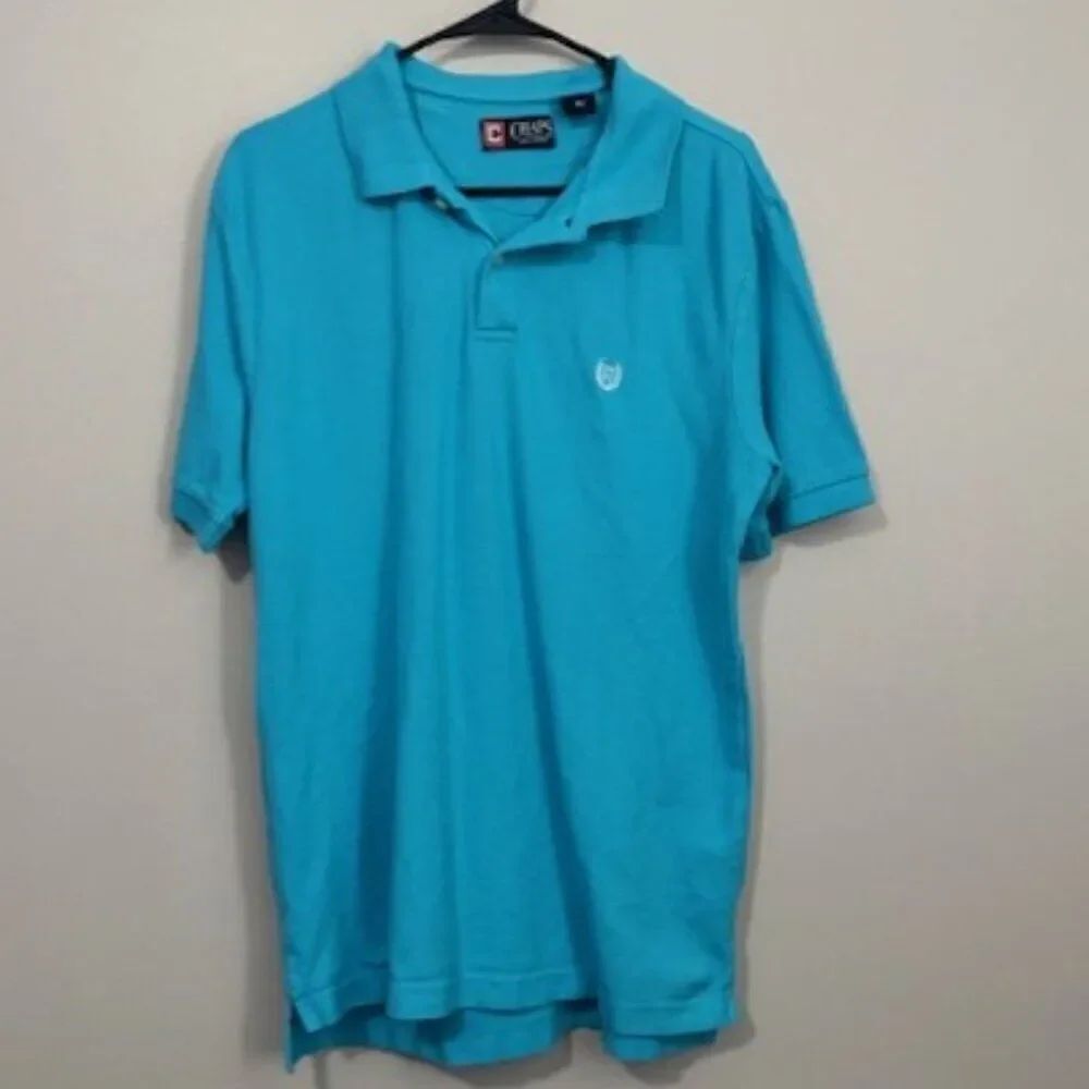 USED Men's Chaps Short Sleeve Polo Shirt Color Blue Size Medium
